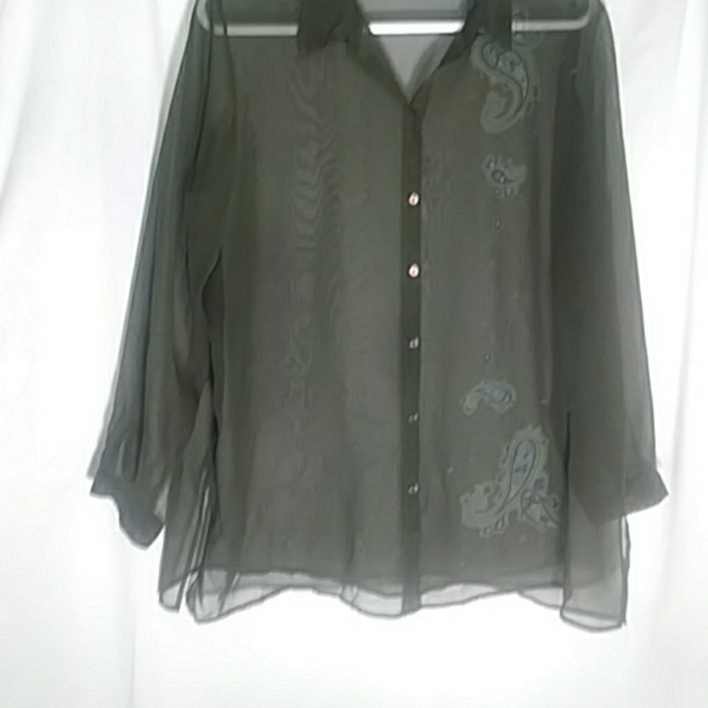 Women Shear Shirt Long Sleeves Size 1x 100% Pol